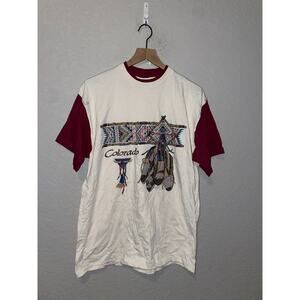1993 Vintage CO Colorado Native American Indian Moccasins Graphic Shirt